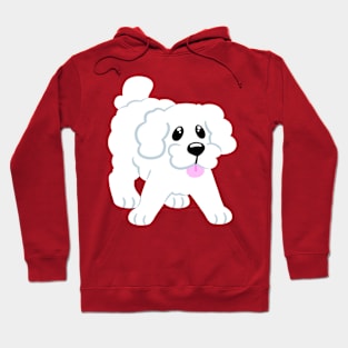 Simple White Poodle - Pink Hoodie